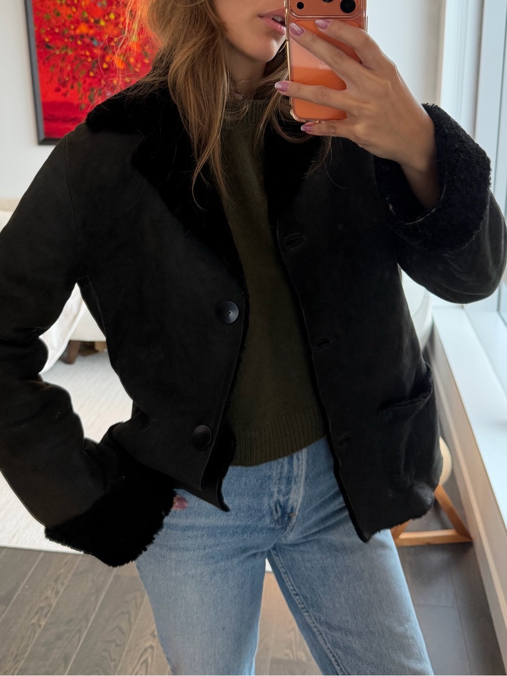 The Best Original Shearling Jacket – Black – Size L